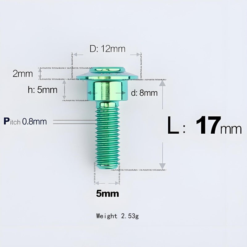 M5x10-36.5mm Titanium Shoulder Bolts for Motorcycle - Green
