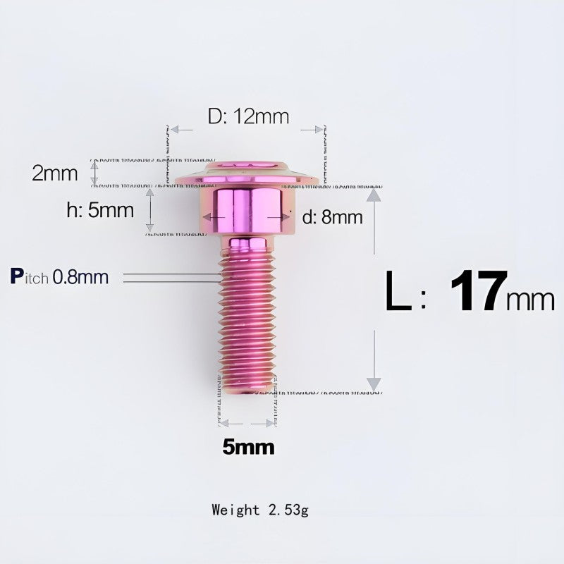 M5x10-36.5mm Titanium Shoulder Bolts for Motorcycle - Purple