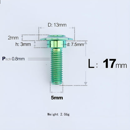 M5x10-36.5mm Titanium Shoulder Bolts for Motorcycle - Green