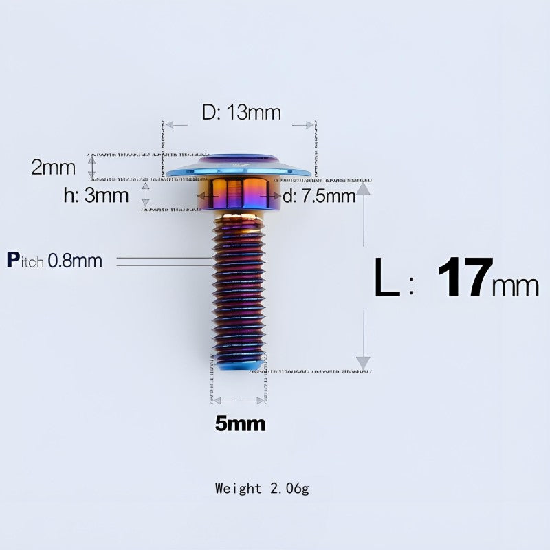 M5x10-36.5mm Titanium Shoulder Bolts for Motorcycle - Blue