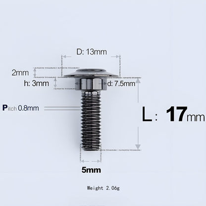 M5x10-36.5mm Titanium Shoulder Bolts for Motorcycle - Black