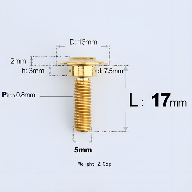 M5x10-36.5mm Titanium Shoulder Bolts for Motorcycle - Gold