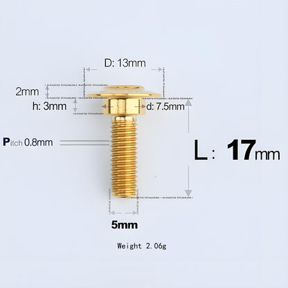 M5x10-36.5mm Titanium Shoulder Bolts for Motorcycle - Gold