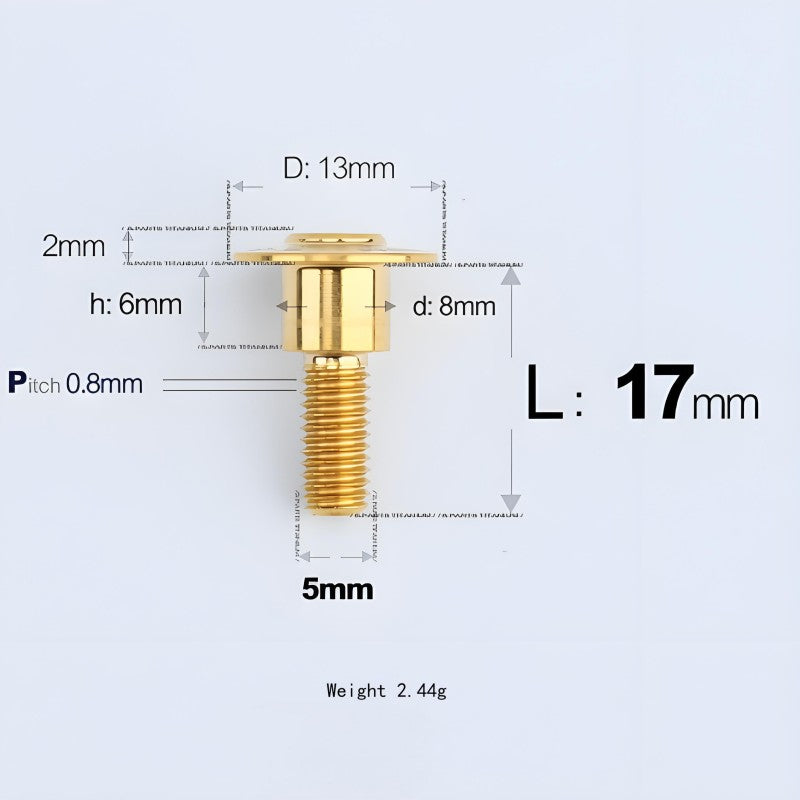 M5x10-36.5mm Titanium Shoulder Bolts for Motorcycle - Gold