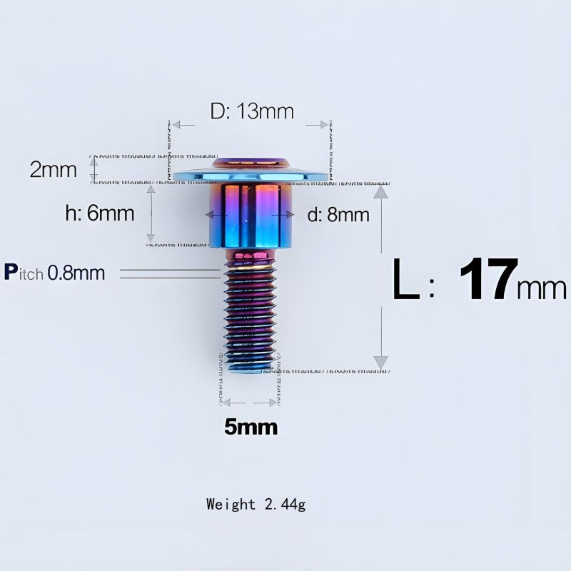 M5x10-36.5mm Titanium Shoulder Bolts for Motorcycle - Blue