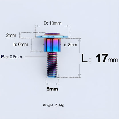 M5x10-36.5mm Titanium Shoulder Bolts for Motorcycle - Blue