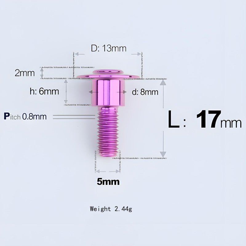 M5x10-36.5mm Titanium Shoulder Bolts for Motorcycle - Purple