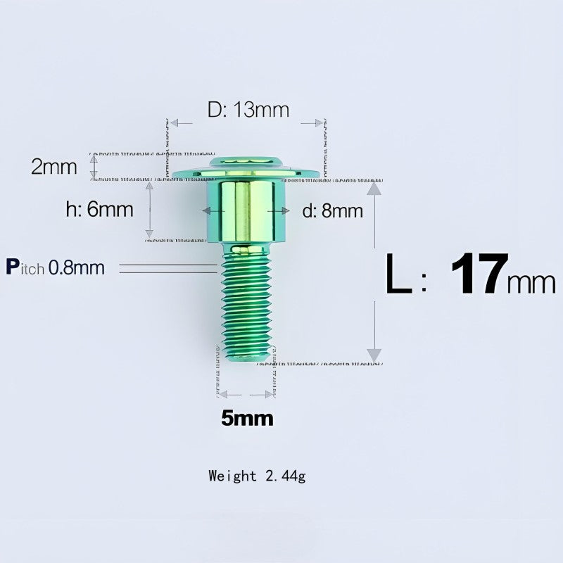 M5x10-36.5mm Titanium Shoulder Bolts for Motorcycle - Green