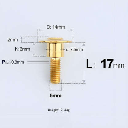 M5x10-36.5mm Titanium Shoulder Bolts for Motorcycle - Gold