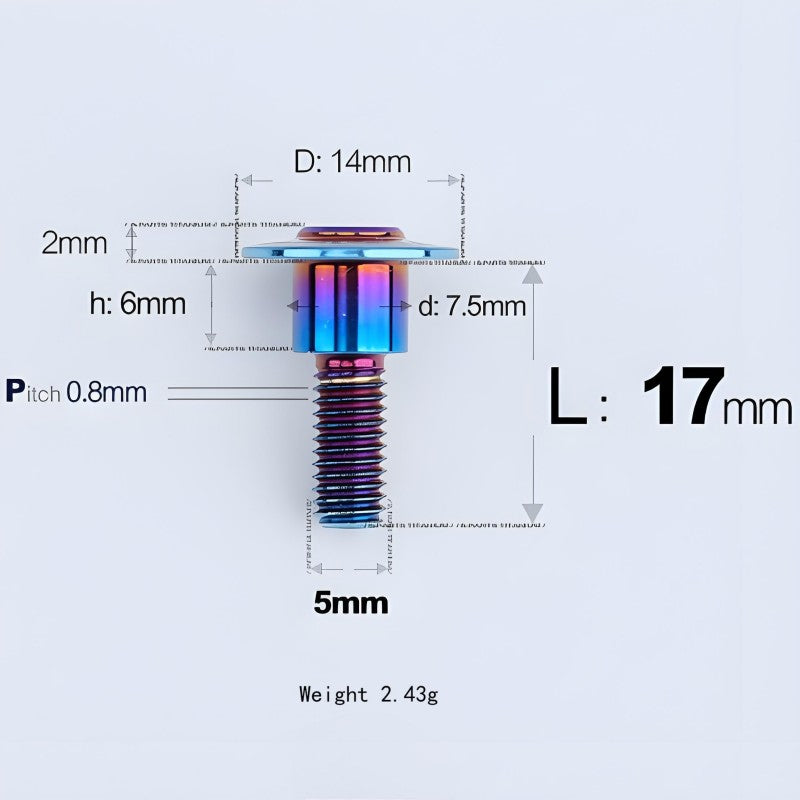 M5x10-36.5mm Titanium Shoulder Bolts for Motorcycle - Blue