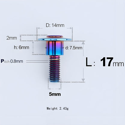M5x10-36.5mm Titanium Shoulder Bolts for Motorcycle - Blue