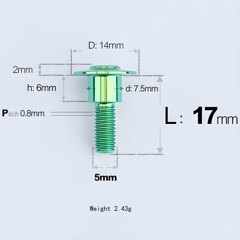 M5x10-36.5mm Titanium Shoulder Bolts for Motorcycle - Green