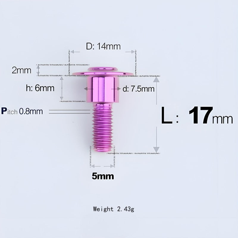 M5x10-36.5mm Titanium Shoulder Bolts for Motorcycle - Purple
