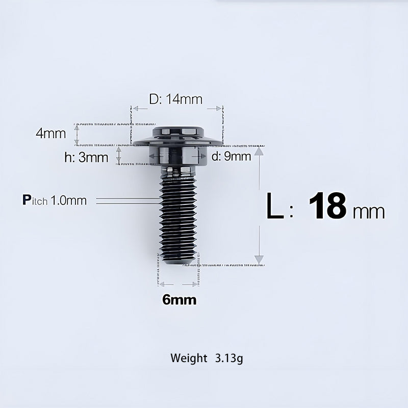 M6x11-45mm Titanium Shoulder Bolts for Motorcycle -  Black