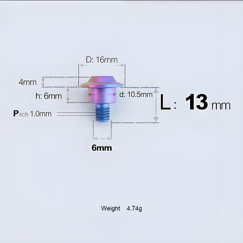 Grade 5 Titanium M6 Shoulder Bolts for Motorcycles & E-Bikes | Candy Color | Multiple Lengths