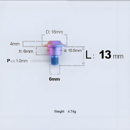 Grade 5 Titanium M6 Shoulder Bolts for Motorcycles & E-Bikes | Candy Color | Multiple Lengths