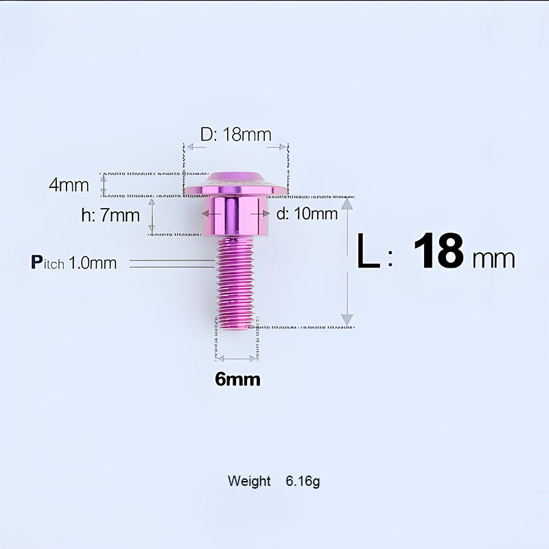 M6x11-45mm Titanium Shoulder Bolts for Motorcycle -  Purple