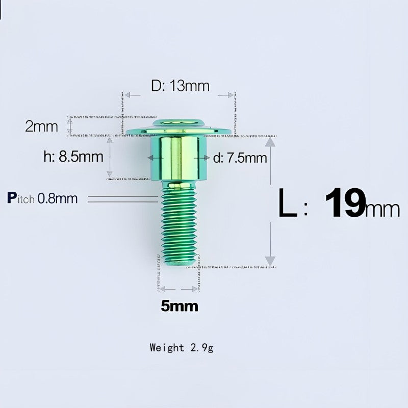 M5x10-36.5mm Titanium Shoulder Bolts for Motorcycle - Green