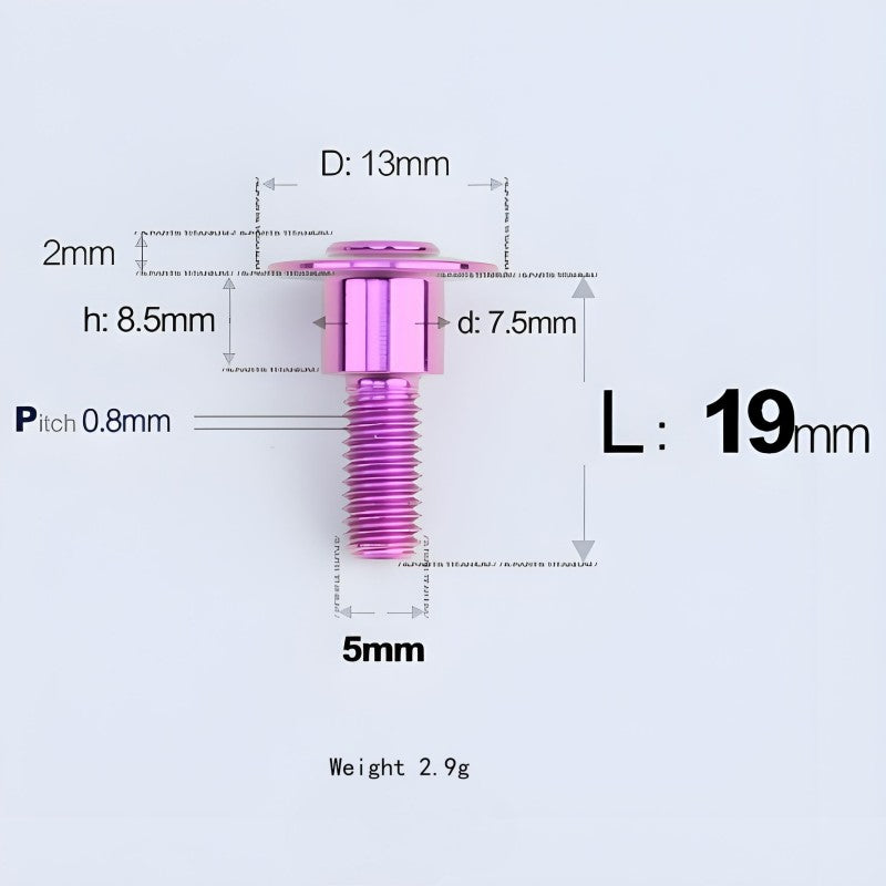 M5x10-36.5mm Titanium Shoulder Bolts for Motorcycle - Purple