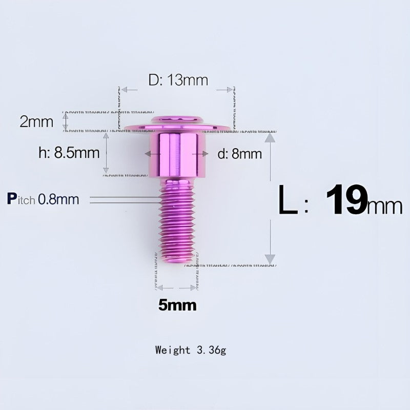 M5x10-36.5mm Titanium Shoulder Bolts for Motorcycle - Purple