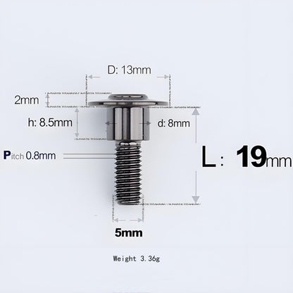 M5x10-36.5mm Titanium Shoulder Bolts for Motorcycle - Black
