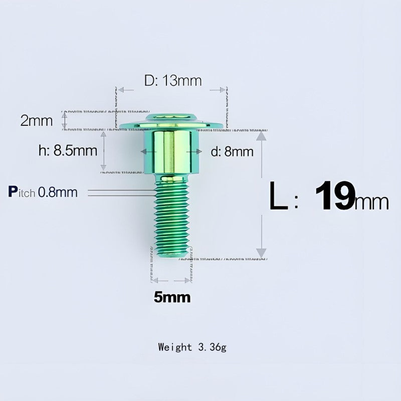 M5x10-36.5mm Titanium Shoulder Bolts for Motorcycle - Green