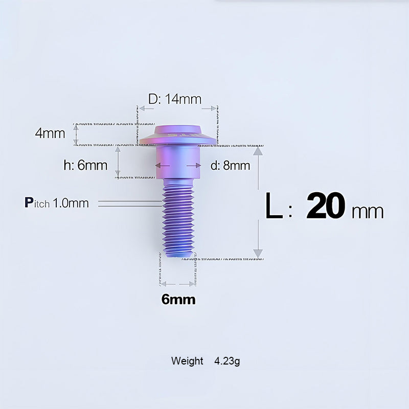 Grade 5 Titanium M6 Shoulder Bolts for Motorcycles & E-Bikes | Candy Color | Multiple Lengths