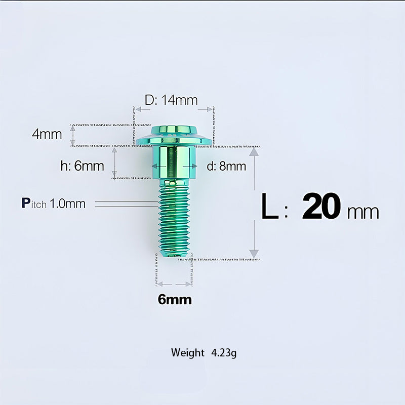 M6x11-45mm Titanium Shoulder Bolts for Motorcycle -  Green