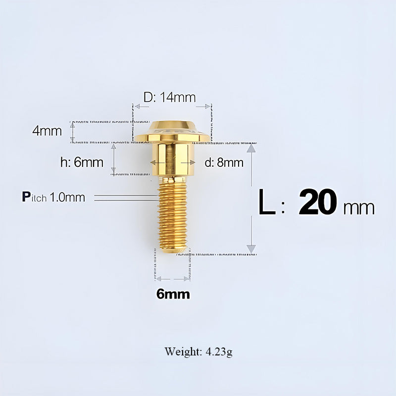 M6x11-45mm Gold Titanium Shoulder Bolts for Motorcycle