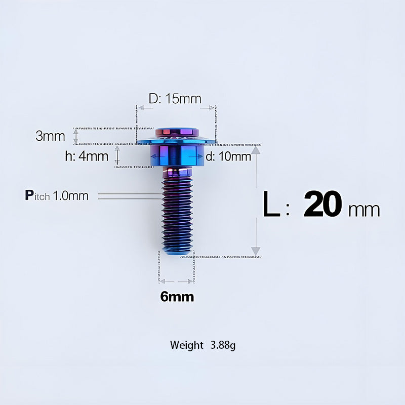 M6x11-45mm Titanium Shoulder Bolts for Motorcycle -  Blue