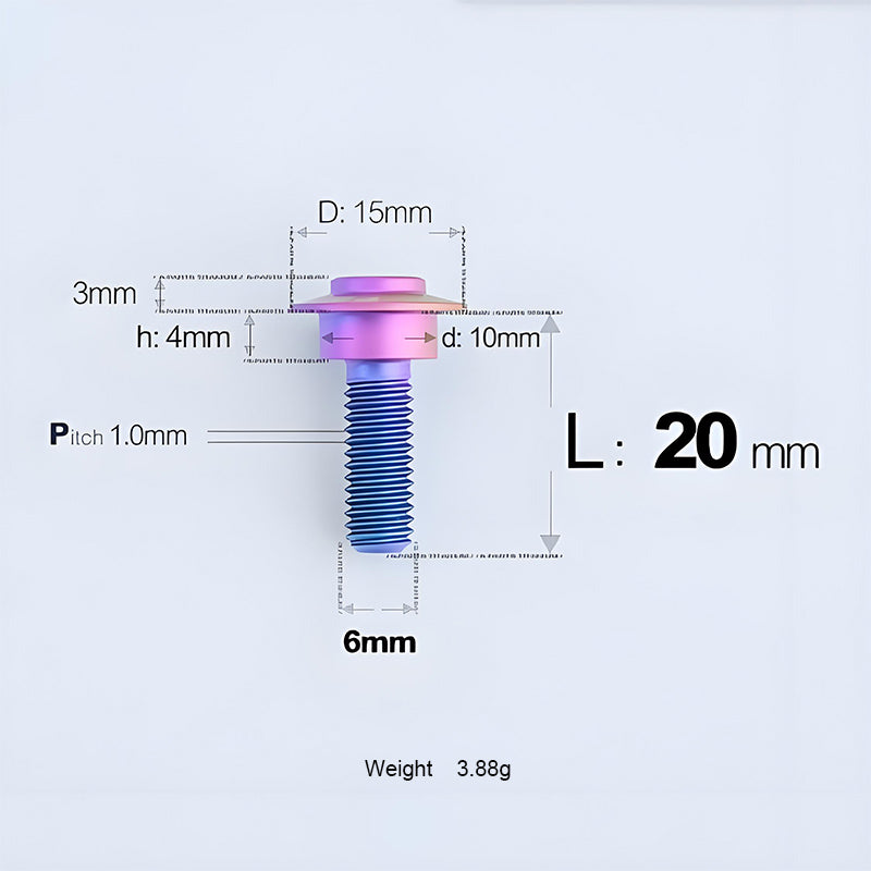 Grade 5 Titanium M6 Shoulder Bolts for Motorcycles & E-Bikes | Candy Color | Multiple Lengths
