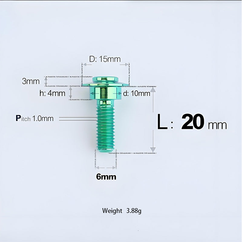 M6x11-45mm Titanium Shoulder Bolts for Motorcycle -  Green