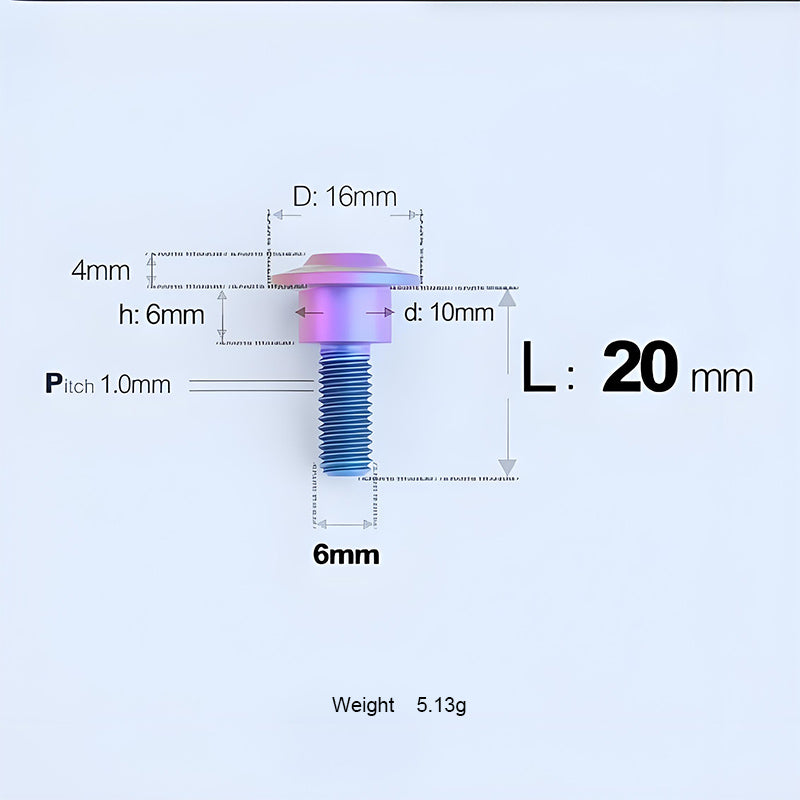 Grade 5 Titanium M6 Shoulder Bolts for Motorcycles & E-Bikes | Candy Color | Multiple Lengths