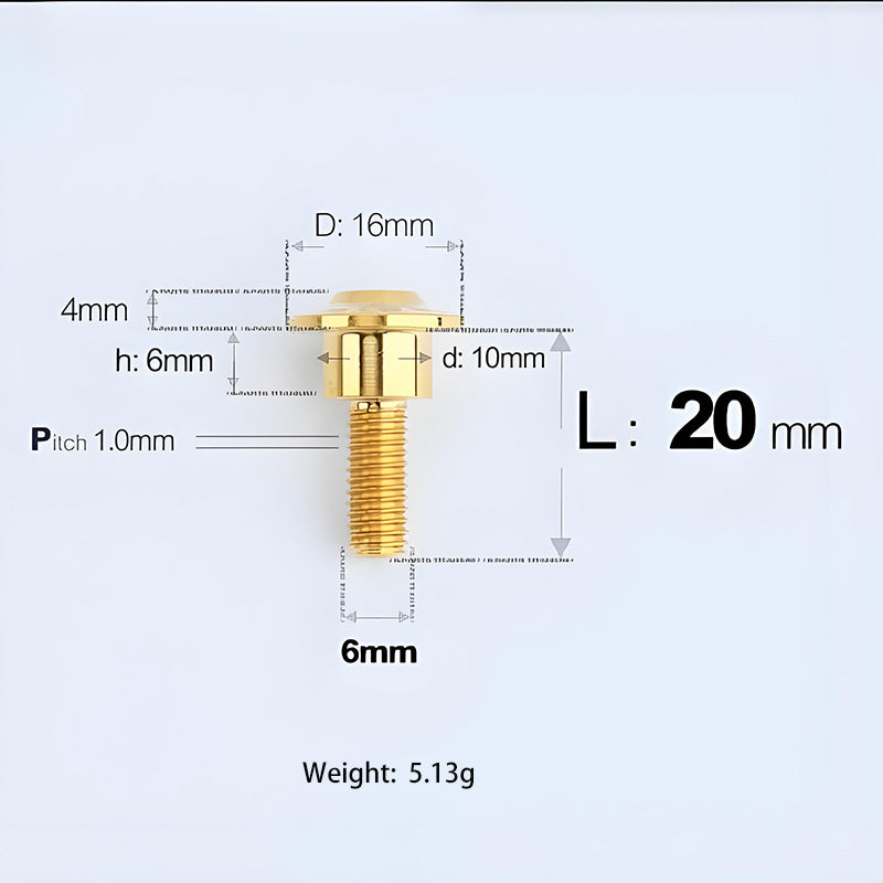 M6x11-45mm Gold Titanium Shoulder Bolts for Motorcycle