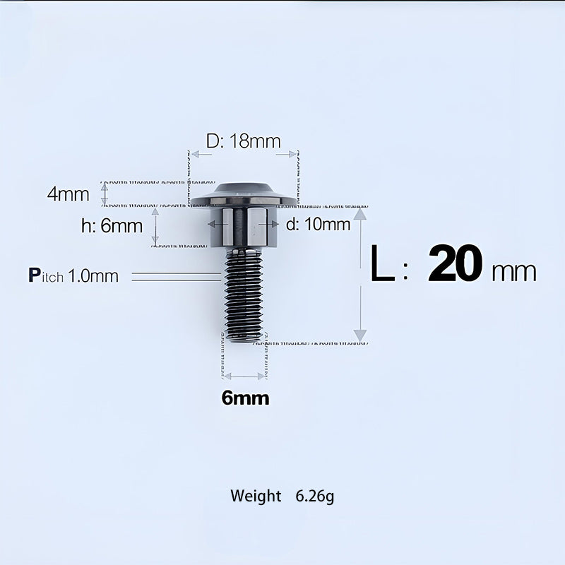 M6x11-45mm Titanium Shoulder Bolts for Motorcycle -  Black