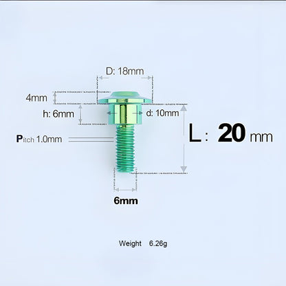 M6x11-45mm Titanium Shoulder Bolts for Motorcycle -  Green