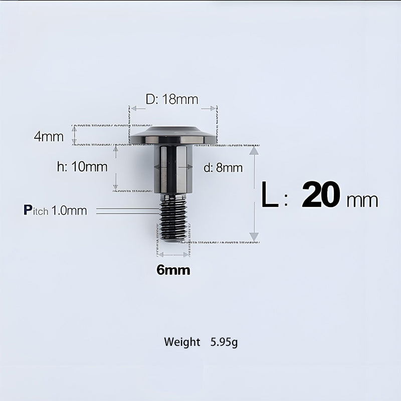 M6x11-45mm Titanium Shoulder Bolts for Motorcycle -  Black