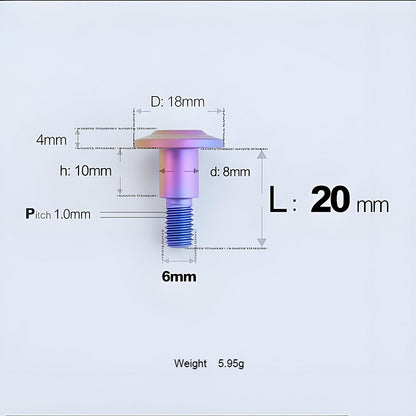 Grade 5 Titanium M6 Shoulder Bolts for Motorcycles & E-Bikes | Candy Color | Multiple Lengths