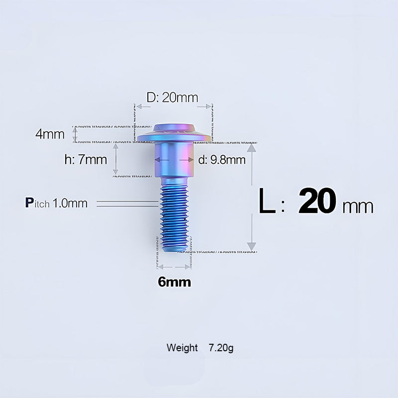Grade 5 Titanium M6 Shoulder Bolts for Motorcycles & E-Bikes | Candy Color | Multiple Lengths