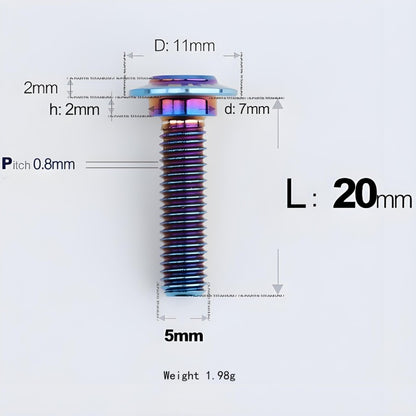 M5x10-36.5mm Titanium Shoulder Bolts for Motorcycle - Blue