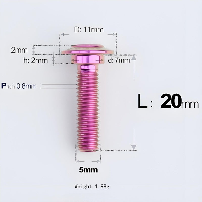 M5x10-36.5mm Titanium Shoulder Bolts for Motorcycle - Purple