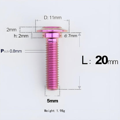 M5x10-36.5mm Titanium Shoulder Bolts for Motorcycle - Purple