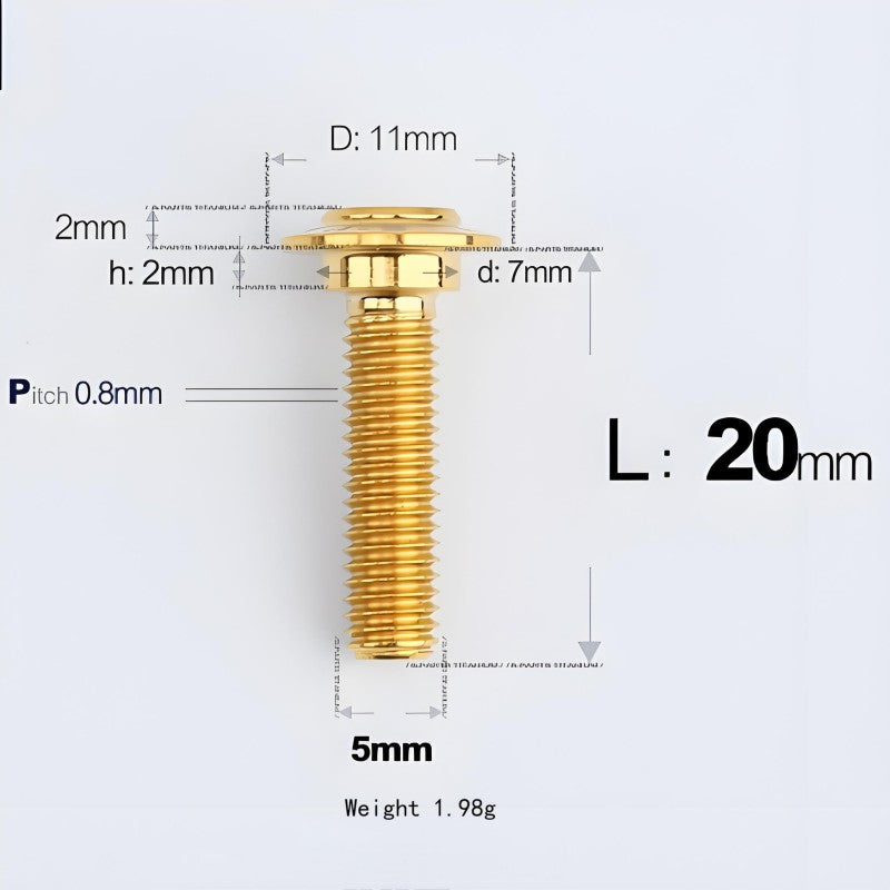 M5x10-36.5mm Titanium Shoulder Bolts for Motorcycle - Gold