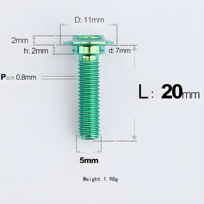 M5x10-36.5mm Titanium Shoulder Bolts for Motorcycle - Green