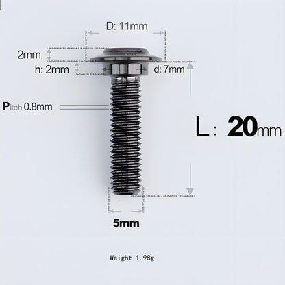 M5x10-36.5mm Titanium Shoulder Bolts for Motorcycle - Black