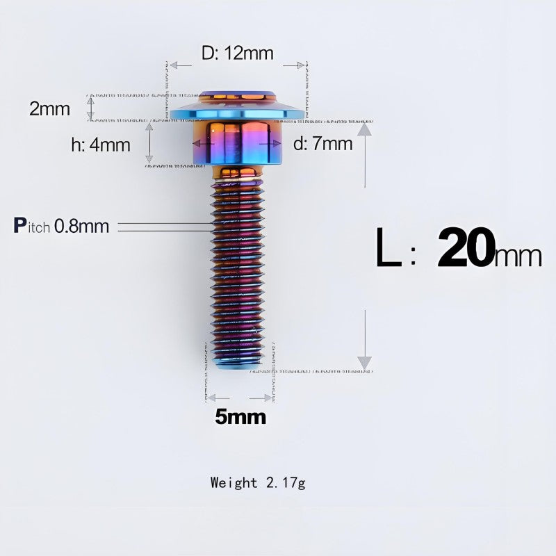 M5x10-36.5mm Titanium Shoulder Bolts for Motorcycle - Blue