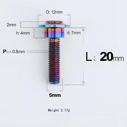 M5x10-36.5mm Titanium Shoulder Bolts for Motorcycle - Blue