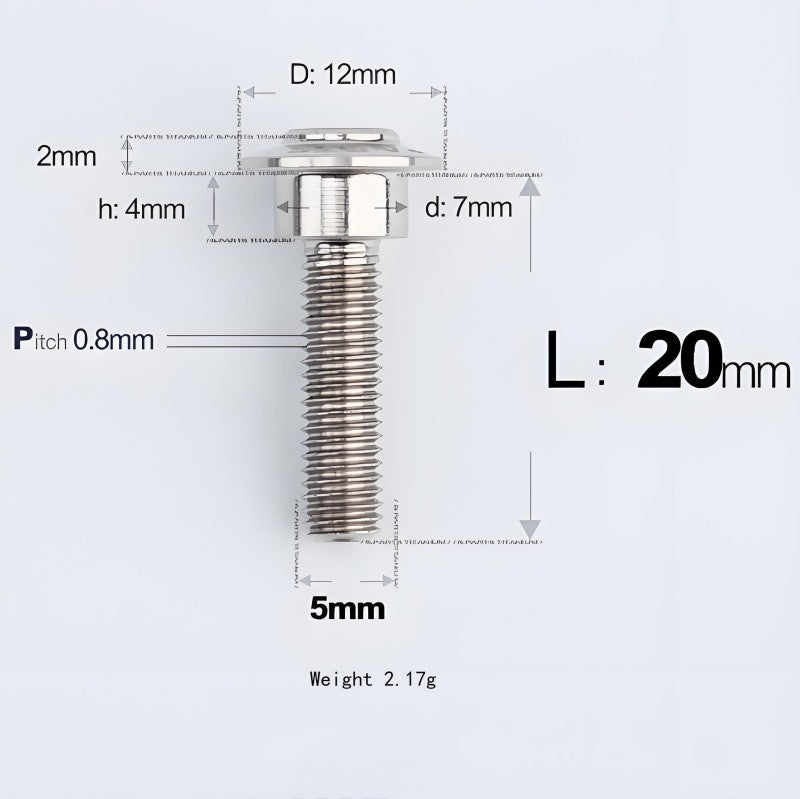 M5x10-36.5mm Titanium Shoulder Bolts for Motorcycle - TI
