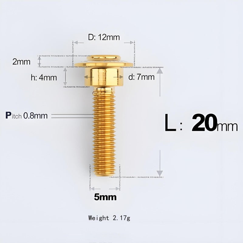 M5x10-36.5mm Titanium Shoulder Bolts for Motorcycle - Gold