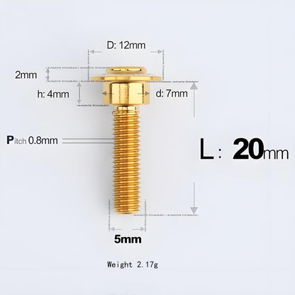 M5x10-36.5mm Titanium Shoulder Bolts for Motorcycle - Gold
